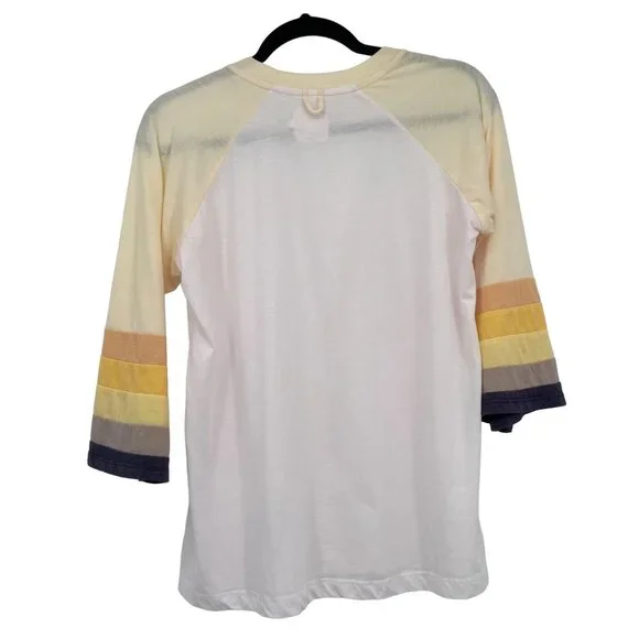 Free People Camp Collection Size X-Small White Yellow Stripe Casual Woman's Top - Picture 9 of 10